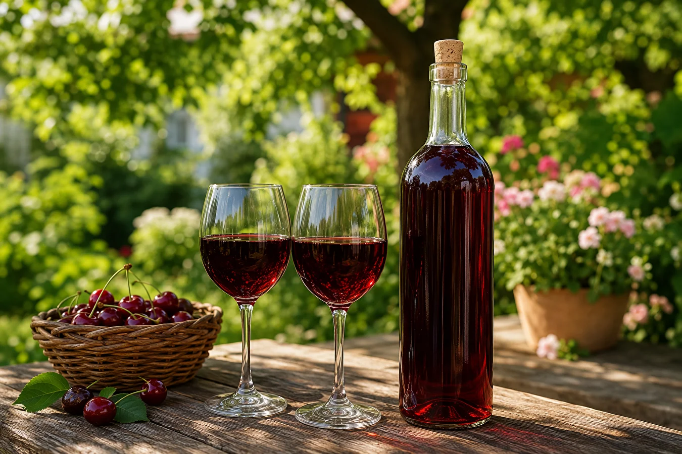 Vino de cerezas - fuerte, semidulce