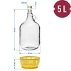 4 x Dama 5L con tapón, tubo de fermentación, cierre y cesta - 10 