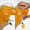 Barril de vidrio de 3 L, con boca ancha, corcho, soporte y grifo - 5 