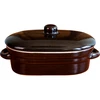 Olla de gres para manteca, alargada con tapa 0,75L  - 1 