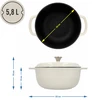 Olla de hierro fundido esmaltado - marfil, 5,8L - 4 