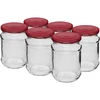 Słoik 250 ml fi66/4 zakrętka bordo - 6 szt. ['zestaw słoików', ' słoiki do kiszenia', ' słoiki do dżemów', ' słoiki z zakrętkami', ' słoiki fi 66', ' słoiki z zakrętkami 4 zaczepy', ' słoiki z bordowymi zakrętkami', ' do przetworów', ' do weków', ' pojemnik na przyprawy']