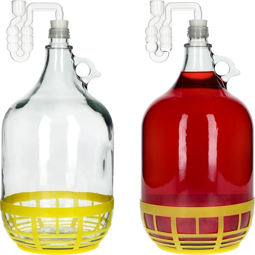 4 x Dama 5L con tapón, tubo de fermentación, cierre y cesta - 6