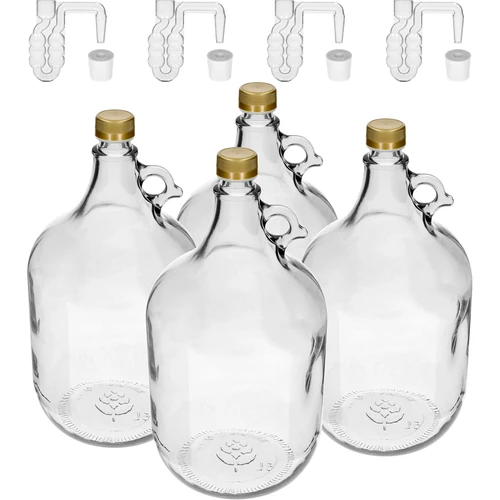 4 x Dama 5L con tapón y tubo de fermentación y tap.  - 1 