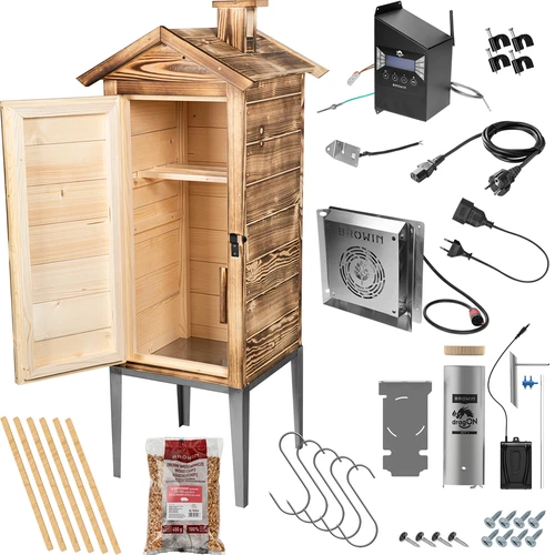 Ahumador con Wi‑Fi, 200 L - dragON WOOD 100IQ con módulo calefactor eléctrico y controlador, a leña - 3