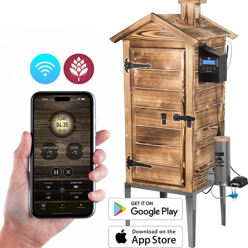 Ahumador con Wi‑Fi, 200 L – dragON WOOD 100IQ con módulo calefactor eléctrico y controlador, alimentado con leña  - 1 