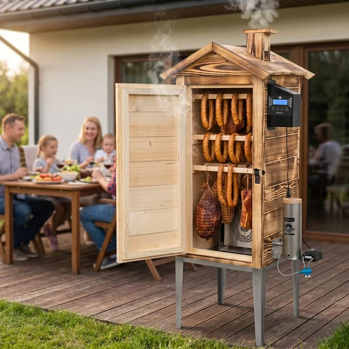 Ahumador con Wi‑Fi, 200 L – dragON WOOD 100IQ con módulo calefactor eléctrico y controlador, alimentado con leña - 12