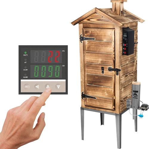 Ahumador de jardín 200 L dragON Wood 100E - a leña, con módulo calefactor eléctrico y controlador