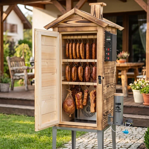 Ahumador de jardín 200 L dragON Wood 100E - a leña, con módulo calefactor eléctrico y controlador - 9