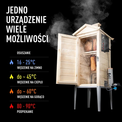 Ahumador de jardín de madera de 200 L – dragON Wood 100E con módulo de calentamiento eléctrico y controlador - 4