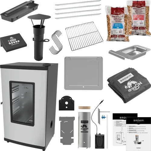 Ahumador eléctrico dragON con generador de humo, digital, 65 L - 2