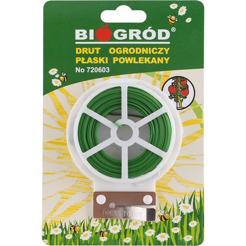 Alambre de jardín plano, recubierto de PVC 50m x 2mm - 3
