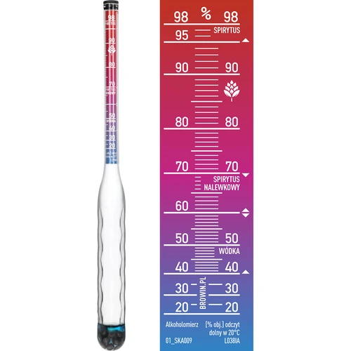 Alcoholímetro irrompible con probeta, rango de medición 20-98% - 4