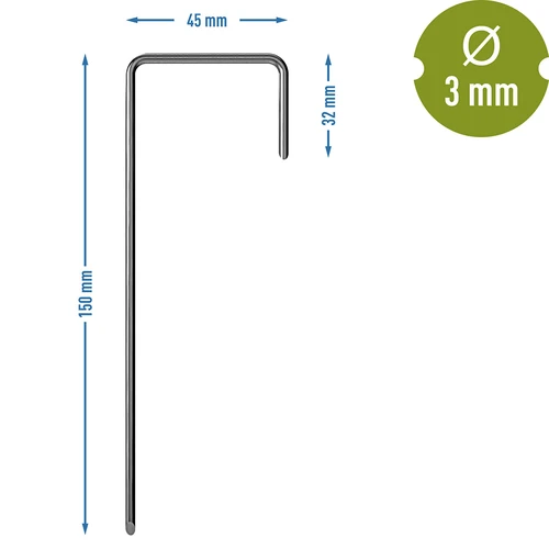 Anclajes en L para agrotextil, acero - 100 piezas - 7