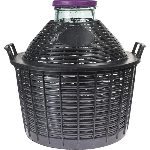 Balón para vino 25L con cuello ancho en cesta de plástico.  - 1 