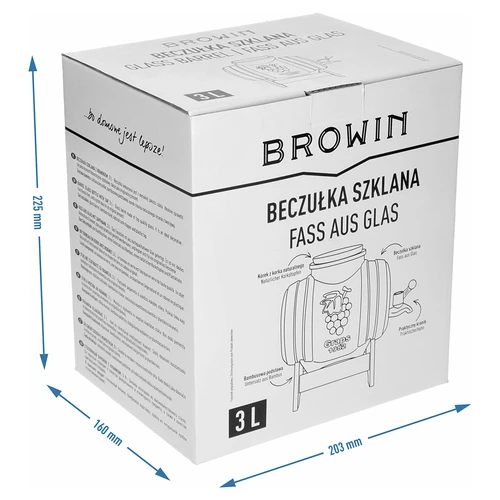 Barril de vidrio de 3 L, con boca ancha, corcho, soporte y grifo - 8