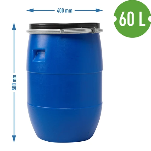 Barril para col 60L, azul con aro - 9