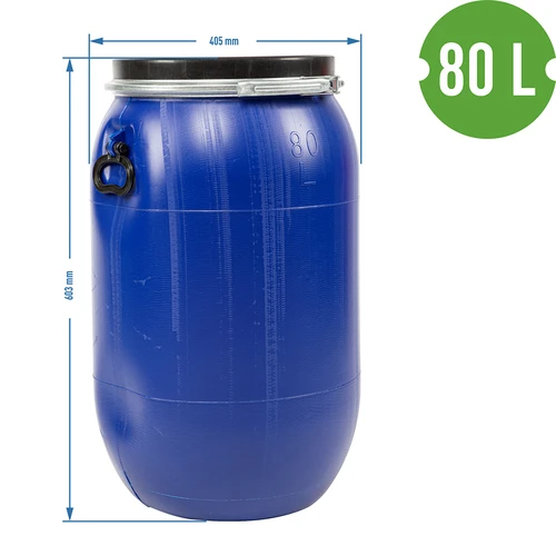 Barril para col, pepinos 80L, azul con aro - 12