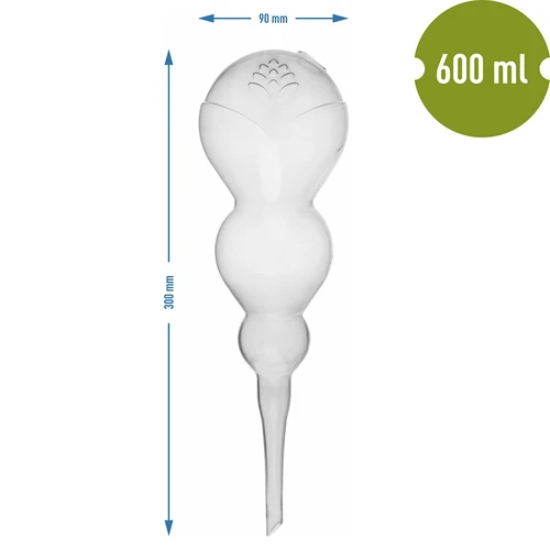 Bola de riego triple (tres cámaras), transparente e incolora, 600 ml - 5