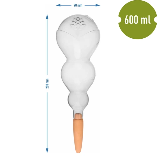 Bola de riego triple (tres cámaras), transparente incolora, con pie de cerámica, 600 ml - 5