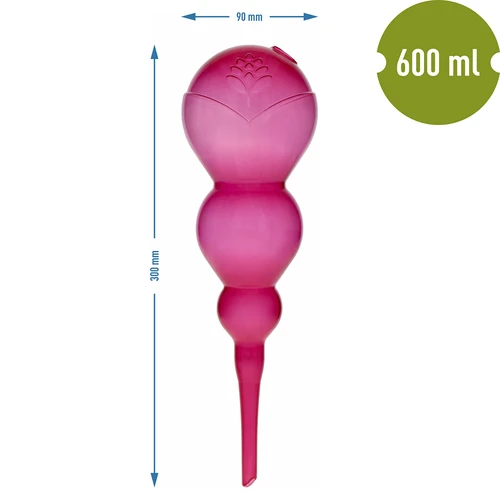 Bola de riego triple (tres cámaras), transparente rosa, 600 ml - 5
