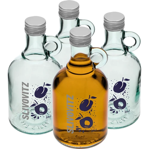 Botella 0,5 L con tapón, impresión Licor de Ciruela - 4 uds.  - 1 