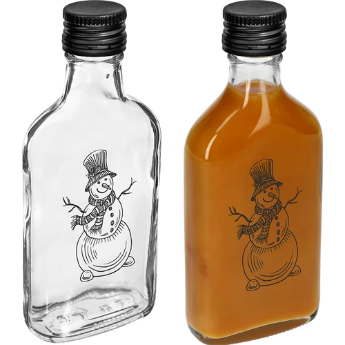 Botella tipo petaca 200 ml con tapón de rosca, estampado «Muñeco de Nieve», 1 ud. - 3