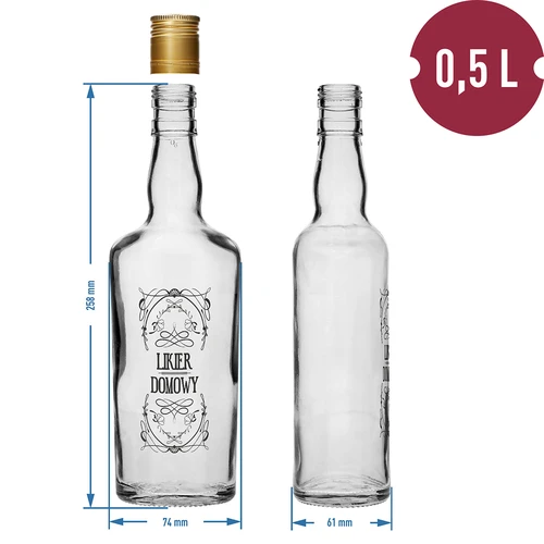 Botella 500ml con tapón, impr. Licor 4uds - 9