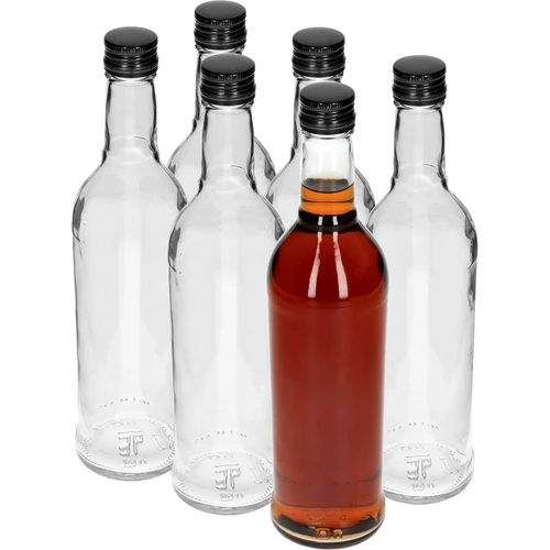 Botella 500ml Esbelta para vodka con tapa negra 6uds - 2