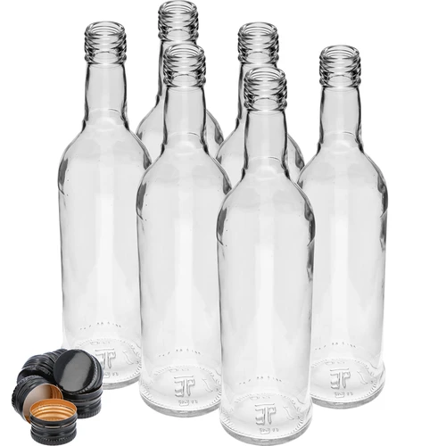 Botella 500ml Esbelta para vodka con tapa negra 6uds - 3