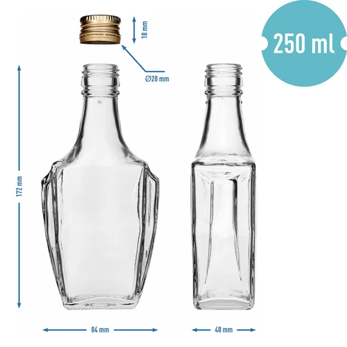 Botella Art Deco 250ml con tapa fi28 - 6