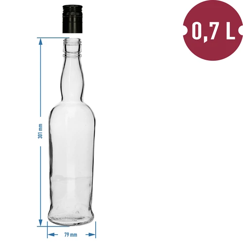 Botella tipo Capitán 700 ml con tapón de rosca, 1 unidad - 4