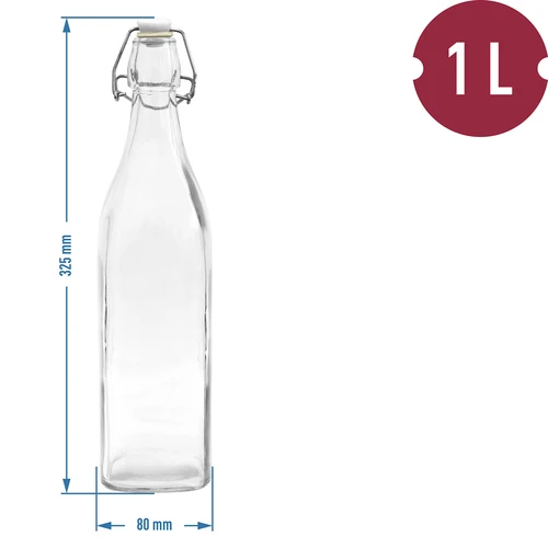 Botella de 1 L con cierre hermético - cuadrada - 2