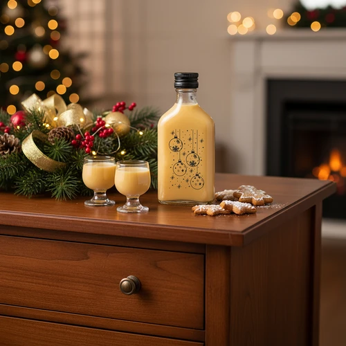 Botella tipo petaca 200 ml con tapón de rosca, estampado «Bolas navideñas», 1 ud. - 6