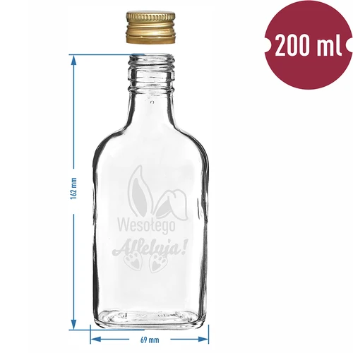 Botella de 200ml con tapa, impresión OREJAS DE CONEJO 6uds - 6