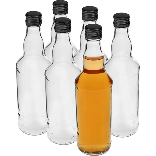 Botella de 500 ml para vodka, con tapón de rosca negro, 6 uds. - 3