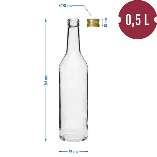 Botella de 500ml para vodka recta con tapas - 8 unidades. - 7