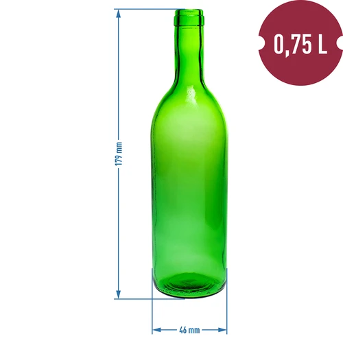 Botella de vino 750ml + corcho y cápsula - 12 uds. - 6