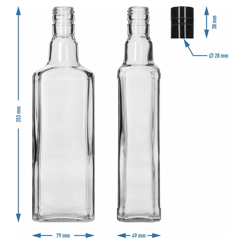 Botella decorativa TYNKTURA 0,5 L con tapón de rosca largo negro Ø 28 mm, 1 ud. - 5