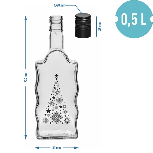 Botella Klasztorna 500 ml con tapón de rosca, estampado «Árbol de Navidad», 1 ud. - 5