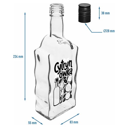 Botella Klasztorna 500 ml con tapón de rosca y diseño impreso «Cytrynówka», diseño 1 - 5