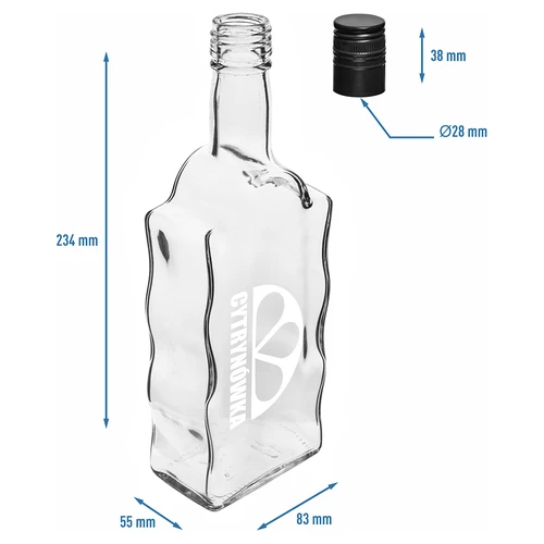Botella Klasztorna 500 ml con tapón de rosca y estampado «Cytrynówka», diseño 2 - 5