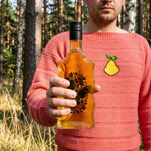Botella Klasztorna 500 ml con tapón de rosca y estampado «Frutas», diseño 1 - 8