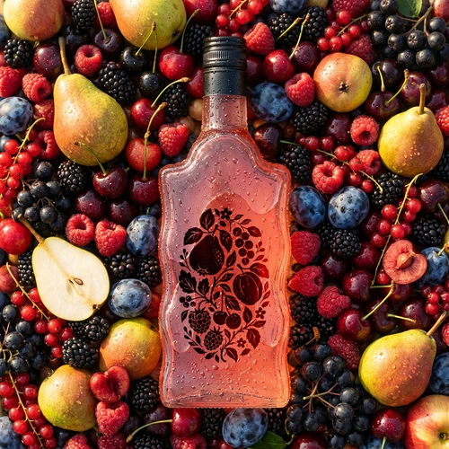 Botella Klasztorna 500 ml con tapón de rosca y estampado «Frutas», diseño 1 - 6