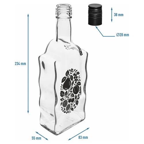 Botella Klasztorna 500 ml con tapón de rosca y estampado «Frutas», diseño 1 - 5