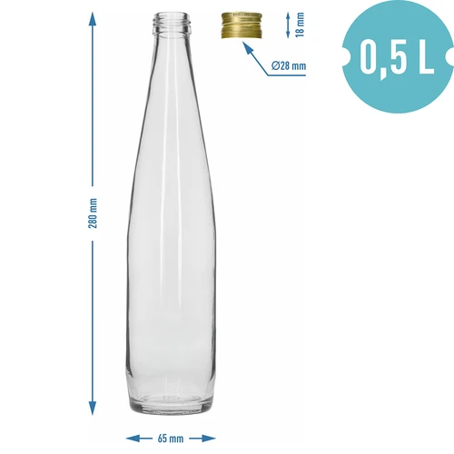 Botella Klubowa 500 ml con tapón dorado de rosca, pack de 6 unidades - 7