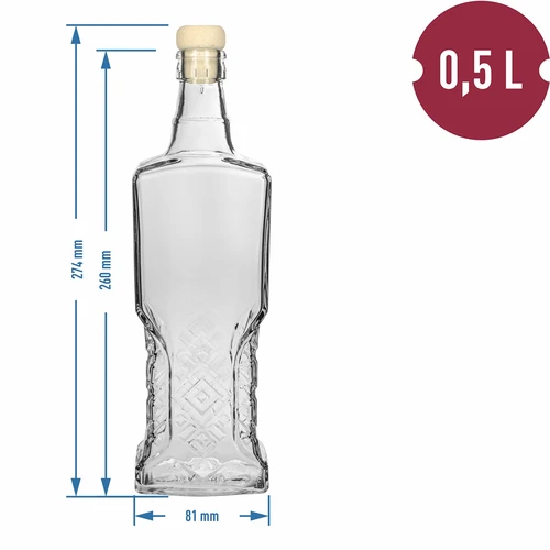 Botella Kredensowa 500ml con corcho - 5