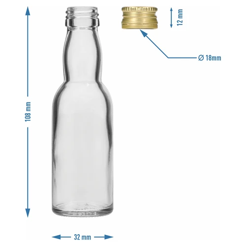 Botella «Maluch» con tapón dorado, 40 ml, 10 uds. - 8