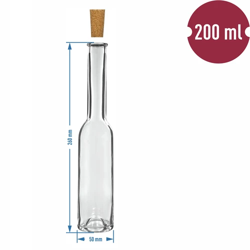 Botella para licor 200ml 6uds.+ 6 corchos KK23/18 - 7
