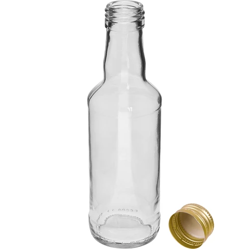 Botella licorera 200 ml, con tapón dorado a rosca Ø 28, 1 ud. - 2